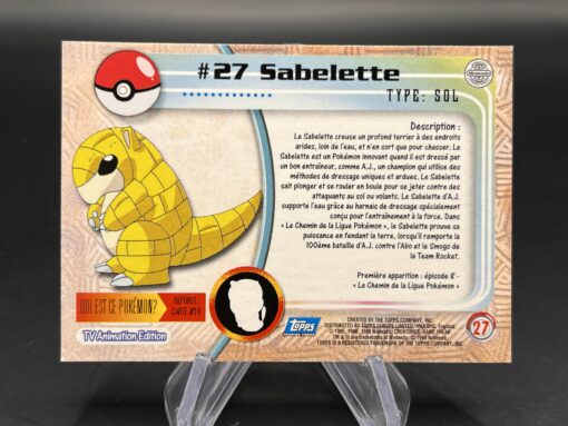 Carte Pokemon Sablette #27 Topps TV Animation Edition – Image 2