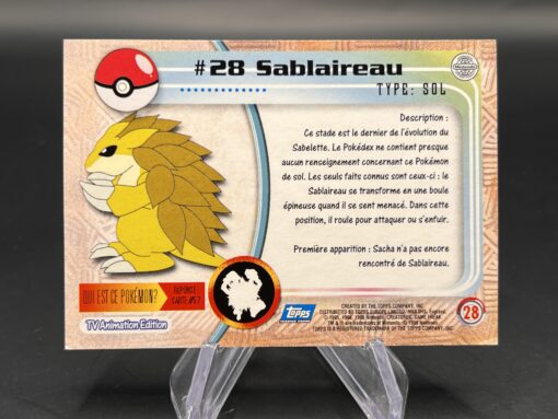 Carte Pokemon Sablaireau #28 Topps TV Animation Edition – Image 3