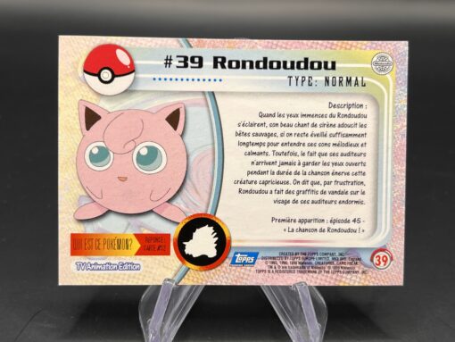 Carte Pokemon Rondoudou #39 Topps TV Animation Edition – Image 2